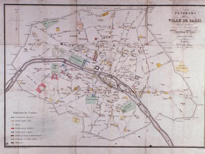1840 年的巴黎市地图。 作者 未知艺术家