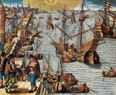 Maritime trade and trade with the Spanish Indes (colony), in particular the holding of Sugar Cane. Departure from the port of Lisbon to the East Indies, America and Brazil 作者 未知艺术家