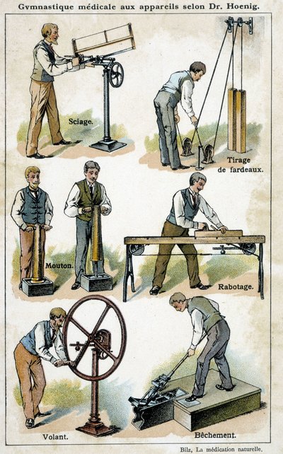 Medical gymnastics with devices according to Dr. Hoenig - in “Bilz, Natural Medication””, late 19th century 作者 未知艺术家