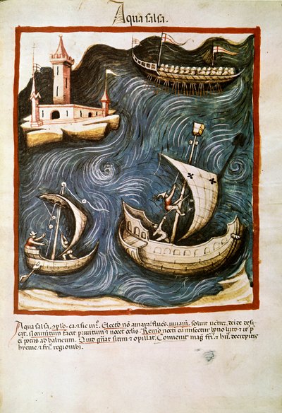 医药贸易：“盐水””页面取自“”Tacuinum sanitatis”（Cod. ser. 11 月 2644）约 1400 年维也纳，Osterreischische Nationalbibliothek 作者 未知艺术家
