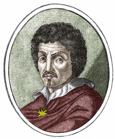 米开朗基罗-梅里西（Michelangelo Merisi dit il Caravaggio）或卡拉瓦乔（1569 - 1609），17世纪的雕版画。 作者 未知艺术家