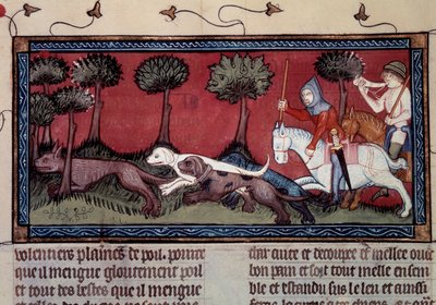 来自手稿的微型猎狐。 1297 年 Henri de Ferrieres（14 世纪）所著的“国王模式与王后比率之书” 作者 未知艺术家