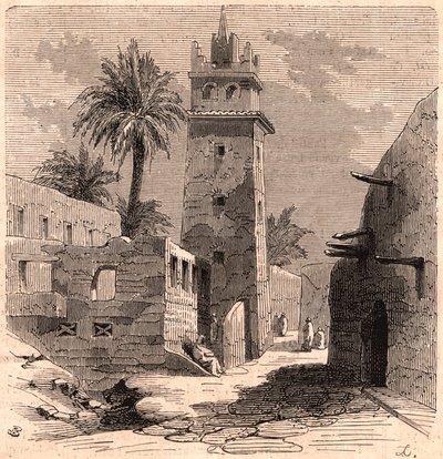 清真寺在老Biskra（Biskra）在阿尔及利亚在1866年 作者 不明