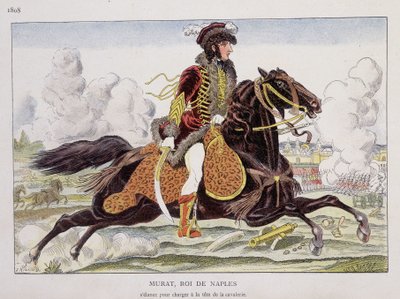 那不勒斯国王穆拉特 (1767-1815) 发动攻击，冲向骑兵的首领 作者 Unknown artist