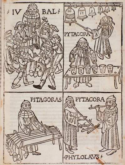 Musical theories of Pythagoras. Page taken from Theorica Musicae by Franchino Gaffurio 作者 未知艺术家