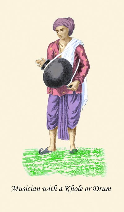 手持霍尔或鼓的音乐家 作者 未知艺术家