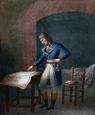 拿破仑一世-波拿巴（1769-1821）在罗伯斯庇尔倒台后，于1794年8月10日在安提布的卡雷堡 - 拿破仑-波拿巴，安提布卡雷堡的囚犯，1794年8月 作者 未知艺术家