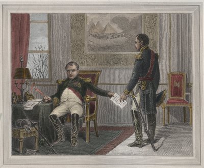 拿破仑签署退位声明 1814年--拿破仑-波拿巴（1769-1821）在枫丹白露第一次退位期间，于1814年4月签署了退位声明。"Les Fastes populaires, ou Histoire des actes heroiques du peuple et de son influence sur les sciences, le 作者 未知艺术家