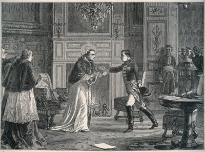 拿破仑在枫丹白露拜访教皇庇护七世1804年 - 拿破仑一世在枫丹白露拜访教皇庇护七世1804年 作者 未知艺术家
