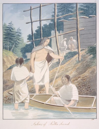 努特卡湾原住民，c.1843-50（水彩画） 作者 未知艺术家