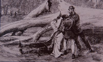 内德-凯利被警察凯利和铁路工人杰西-道赛特抓获，1880年6月28日（雕刻）。 作者 未知艺术家