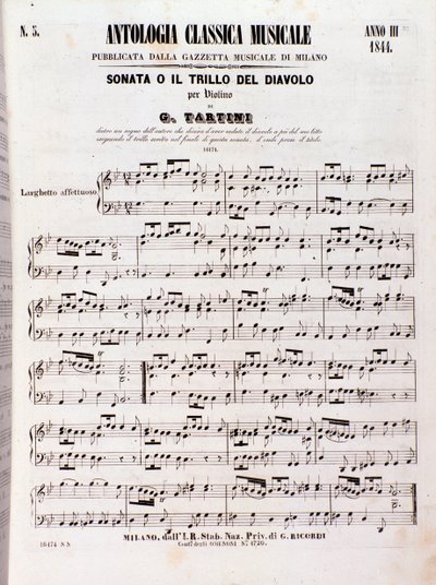 塔蒂尼的魔鬼颤音奏鸣曲 (Il trillo del diavolo) 乐谱页面 作者 未知艺术家
