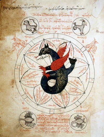 手稿“占星术框架和阴谋论”“14 世纪占星学论文”的页面。 作者 未知艺术家