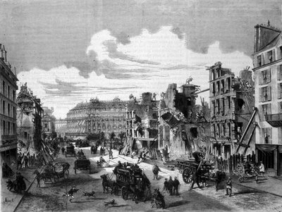 巴黎，拆除 rue de la Paix 以开放 rue de Reaumur。 1868. 19 世纪的雕刻。 作者 未知艺术家
