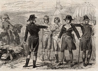 皮埃尔-安托万-安托内尔（Pierre-Antoine Antonelle）（1747-1817）和他的朋友们被拉法耶特下令逮捕--《杰出人物词典》中的版画--1864年--约瑟夫-德桑布尔和埃德蒙-阿洛尼耶--。 作者 未知艺术家