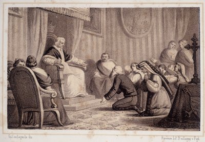 庇护七世（1742-1823）撤销了下令摧毁索尼诺的法令--载于 "意大利史"。 作者 未知艺术家