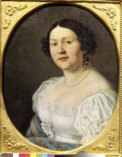 歌剧女高音歌唱家索菲亚-瓦西里耶夫娜-萨莫伊洛娃（Sophia Vasilyevna Samoylova，萨莫伊洛娃-切尔尼科娃）肖像（1860-1936 年）。无名画，水彩，19 世纪末。俄罗斯艺术，浪漫主义。国家戏剧博物馆 作者 未知艺术家