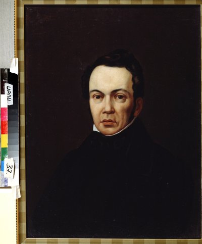 作家、东方学家和记者 Osip Senkovsky（1800-1858 年）的肖像。佚名画作。布面油画，约 1830 年。浪漫主义。俄罗斯文学研究所 IRLI（普什基故居 作者 未知艺术家