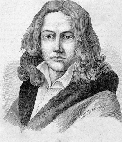 Adelbert von Chamisso的肖像是一位德国诗人和法国国籍的植物学家（1781年-1838年）--在 "当代人 "中，约在19世纪末。 作者 未知艺术家
