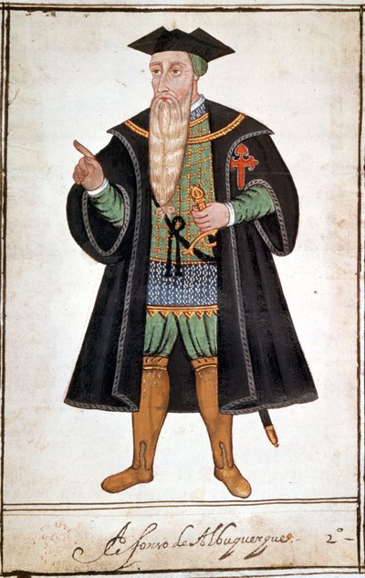 阿尔布克尔克（1453 - 1515）的阿方索（阿方索或阿丰索）肖像。佩德罗-瓦雷托-德-雷森达的手稿。16世纪。 作者 未知艺术家