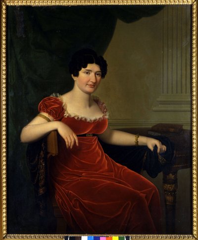 安东尼埃塔·法格纳尼·阿雷塞 (1778-1847) 的肖像，意大利诗人乌戈·福斯科洛 (1778-1827) 心爱的女人。 19世纪的绘画 作者 未知艺术家