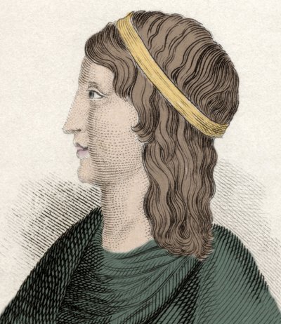 Apulee (Lucius Apuleius) 的肖像（大约 125 岁至 180 岁左右），拉丁哲学家和作家，柏柏尔人（阿尔及利亚），着有“Les Metamorphoses”（金驴或 Asinus aureus）。 19 世纪的雕刻。 作者 未知艺术家