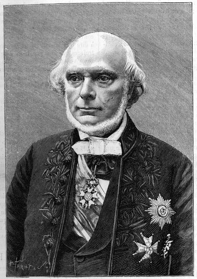 Armand de Quatrefages de Breau（1810-1892）的肖像，法国自然学家和人类学家。(来自Charles Gallot的照片）。)雕刻在1892年1月23日的《自然：科学与艺术和工业应用杂志》上。 作者 未知艺术家