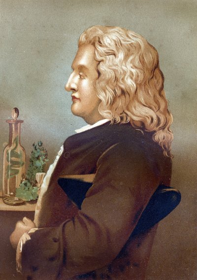 法国植物学家Bernard de Jussieu (1699-1777)的肖像，出自《La Ciencia y sus Hombres par Louis Figuier》。巴塞罗那1881年 作者 未知艺术家