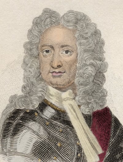 Charles Mordaunt（约 1658-1735）的肖像，第三代彼得伯勒伯爵和第一代蒙茅斯伯爵，英国外交官和军人。 19 世纪的雕刻。 作者 未知艺术家