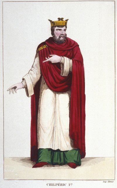 Chilperic I (539 - 584) 的肖像，Neustria 国王雕刻 1830 作者 未知艺术家