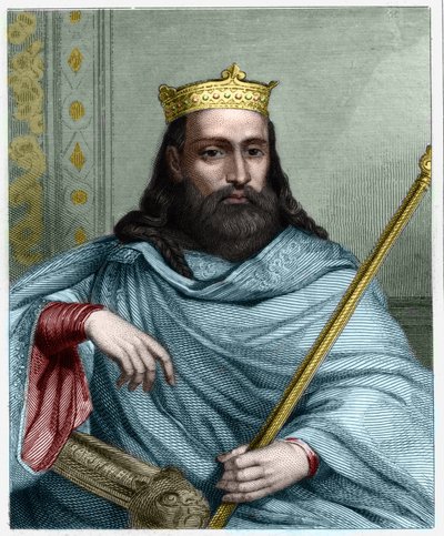 克洛泰尔（Clothaire）一世（497-561）的肖像，诺伊斯特里亚国王和法兰西国王--载于拉瓦勒的 "法兰西历史"，雕版，有日期。 作者 未知艺术家