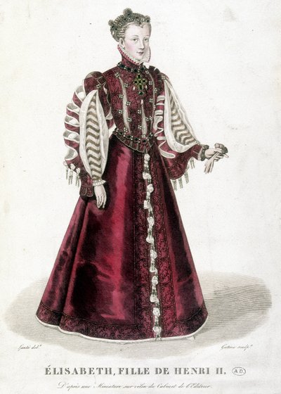 法国国王亨利二世（1519-1559）的女儿伊丽莎白的画像。 作者 未知艺术家