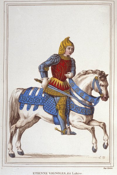 Etienne de Vignoles 或 Vignolles dit La Hire (Lahire) 的肖像。 法国军人 1390-1443.engraving of 1830 作者 Unknown artist