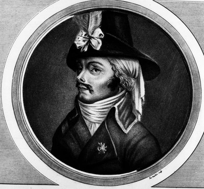 弗朗索瓦·阿萨纳塞 (Francois-Athanase) De Charette de la Contrie (1763 - 1796) 的肖像，已售出。 版画《法国大革命历史绘画全集，三卷》。””1804 年。 作者 未知艺术家