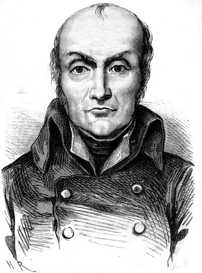 弗朗索瓦·尼古拉斯·阿佩尔 (Francois Nicolas Appert) 的肖像，锡盒的发明者 - 在路易斯·菲吉耶 (Louis Figuier) 的“行业奇迹”中 作者 未知艺术家