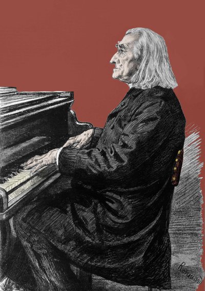 弗朗茨·李斯特 (1811-1886) 的肖像，匈牙利钢琴作曲家和钢琴家。 作者 未知艺术家