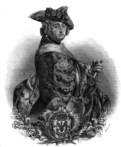 普鲁士国王弗雷德里克二世（1712-1786）的画像，被称为弗雷德里克大帝。 作者 未知艺术家
