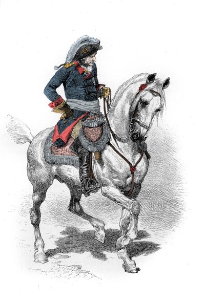 普鲁士腓特烈二世 (1712-1786) 的肖像，被称为腓特烈大帝。 19 世纪的雕刻。 . 作者 未知艺术家