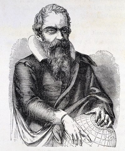 伽利略-伽利莱（1564 - 1642）的肖像，19世纪的雕刻。 作者 未知艺术家