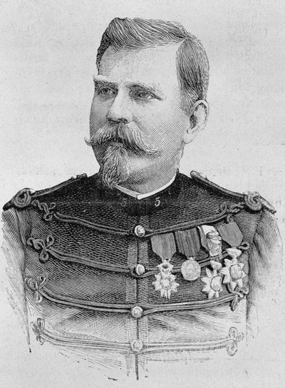 约瑟夫-若弗尔将军（1852 - 1931）的肖像。H.马丁的《法国历史》中19世纪末的雕版画。 作者 未知艺术家