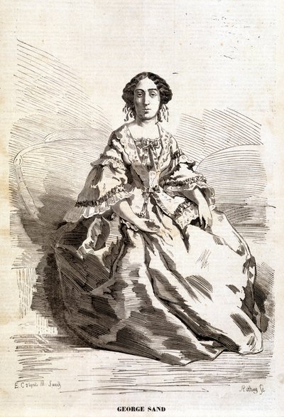 George Sand 肖像（Aurore Dupin，Baronne Dudevant）（1804-1876 年）。 作者 未知艺术家