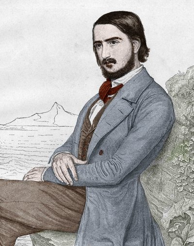 Georges (Georg) Herwegh (1817-1875) 德国诗人的肖像，基于C. HITZ的画作。 作者 未知艺术家