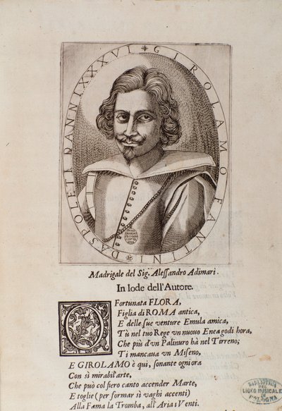 Portrait of Gerolamo Fantini (title page of his Method for learning to play the trumpet 作者 未知艺术家