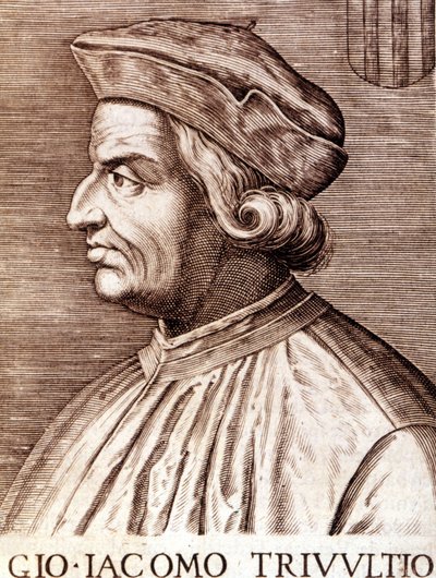 Giangiacomo Trivulzio (Marshal Trivulce) Marquis de Vigevano 在法语 Trivulce 的肖像。 法国元帅（1448 年至 1518 年）。 17 世纪的雕刻 作者 未知艺术家