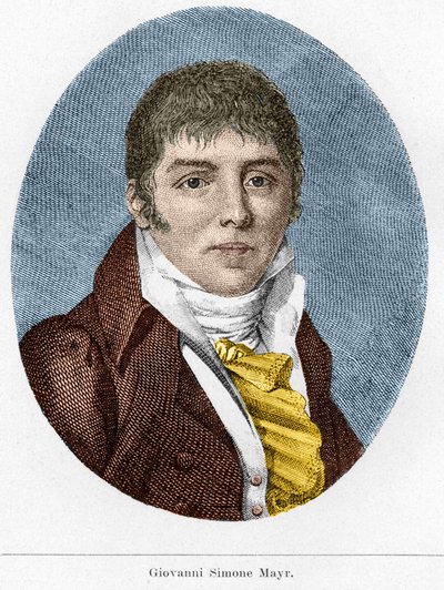 意大利作曲家乔瓦尼-西蒙-迈尔（Johann Simon Mayr）的肖像（1763-1845）。 作者 未知艺术家