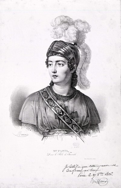 朱迪塔-帕斯塔（1797-1865）的画像。 作者 未知艺术家