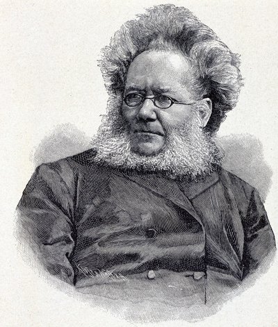 挪威诗人和剧作家亨利克（Henri）-约翰-易卜生（1828-1906）的肖像，19世纪雕版画 作者 未知艺术家
