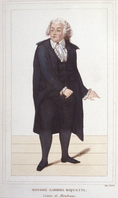 法国政治家米拉波伯爵奥诺雷·加布里埃尔 (Honore-Gabriel) Riqueti (1749-1791) 的肖像。 1830 年的雕刻 作者 未知艺术家