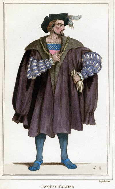 雅克·卡地亚 (Jacques Cartier) 的肖像 (1491 - 1557)。 作者 未知艺术家