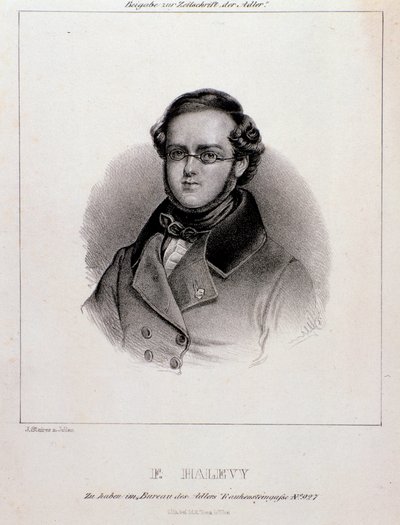 Jacques Fromental Halevy 的肖像（雕刻） 作者 未知艺术家